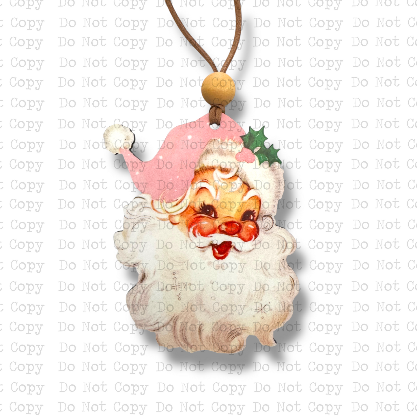 Vintage Santa Pink Hat Christmas Ornament