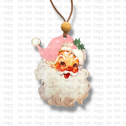 Vintage Santa Pink Hat Christmas Ornament