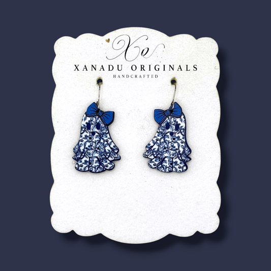 Blue Floral Ghost Earrings