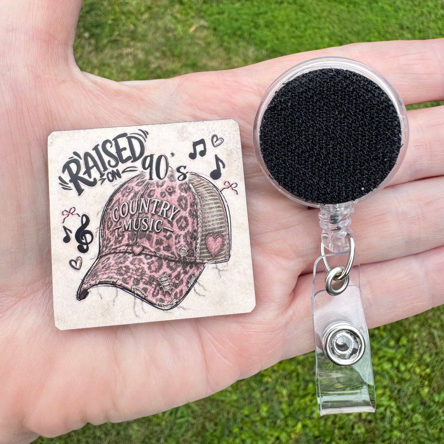 90's Country Music Hat Interchangeable Badge Button with Reel Option