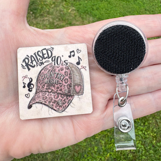 90's Country Music Hat Interchangeable Badge Button with Reel Option