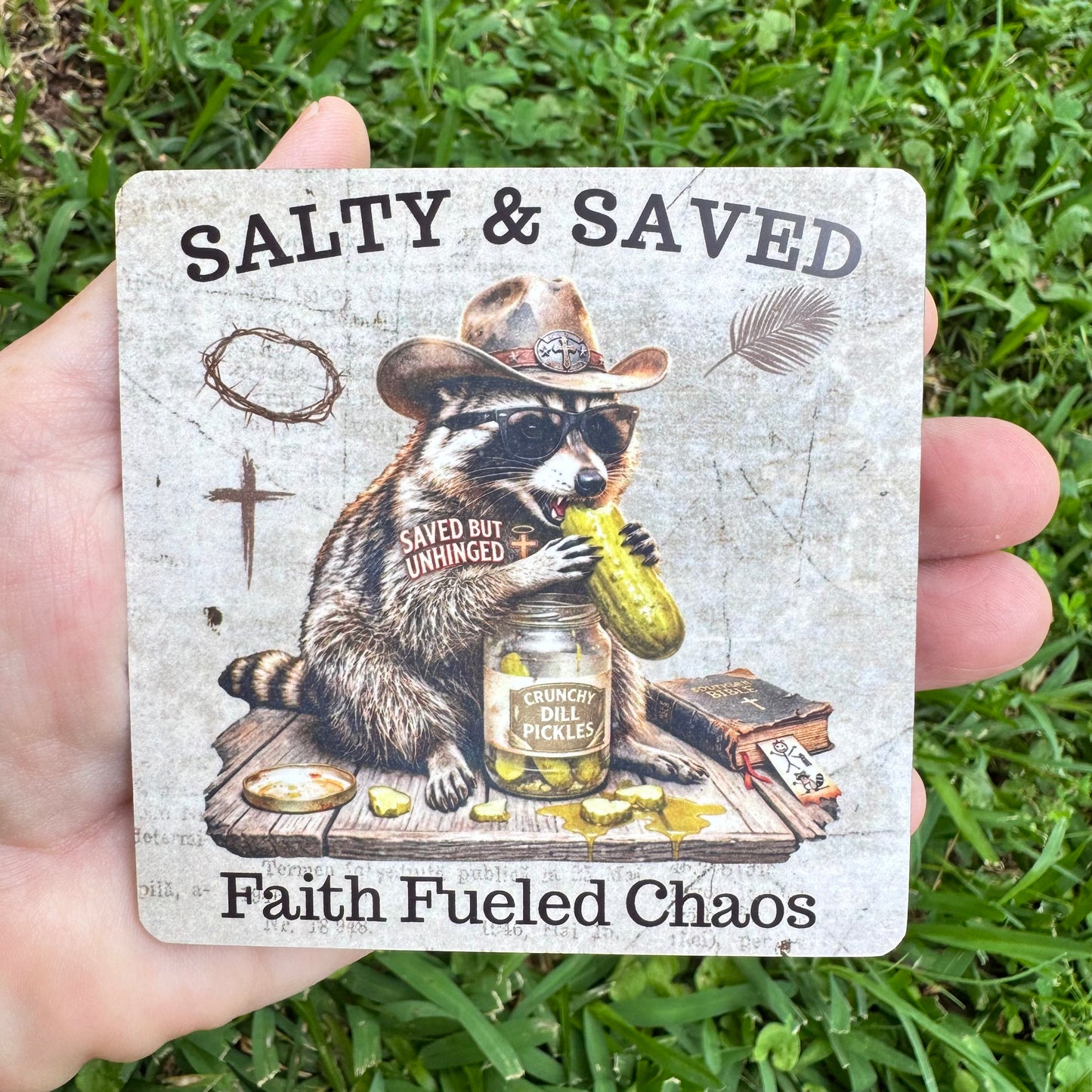 Salty And Saved Frog Pickle Coaster