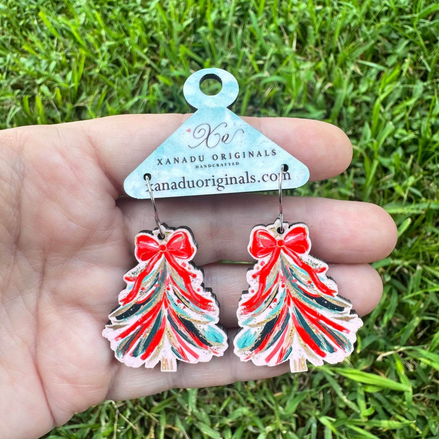 Red Brushstroke Tree Earrings