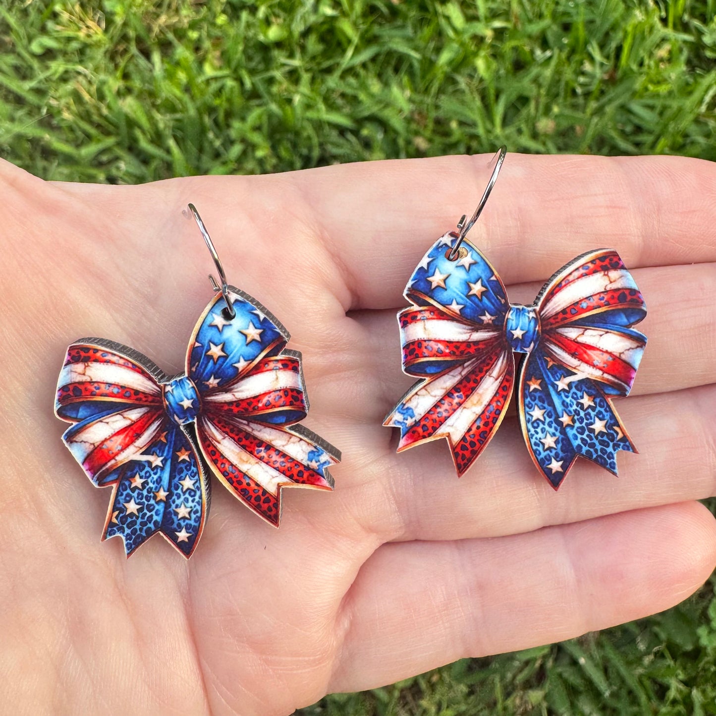 Stars And Stripes Bow Earring