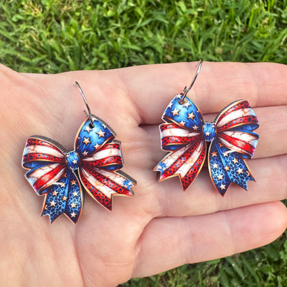 Stars And Stripes Bow Earring