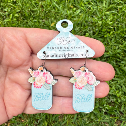 Floral Mason Jar Earrings