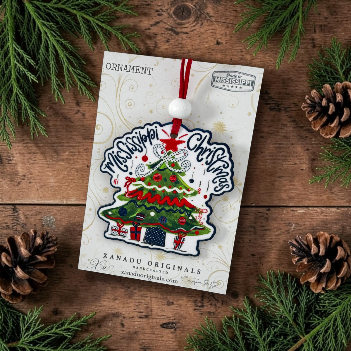 Rebels Mississippi Christmas Tree Wood Ornament - Whimsical Southern Gameday Gift