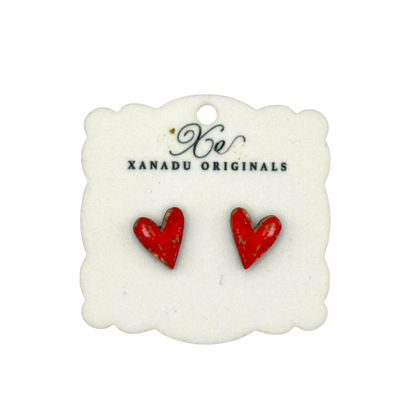 STUD Gold Foiled Red Heart With Post