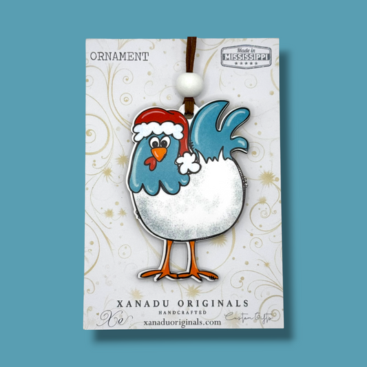 Santa Chicken Christmas Ornament