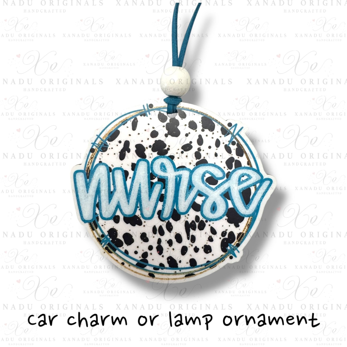 Nurse Black Polka Dot MDF Car Charm