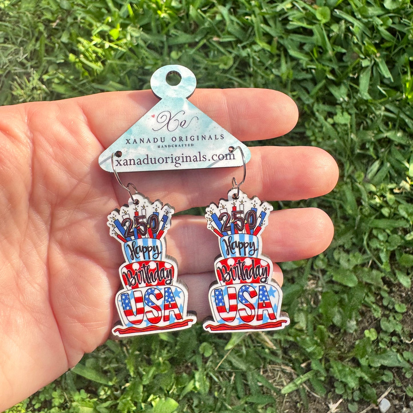 Happy Birthday USA Earrings