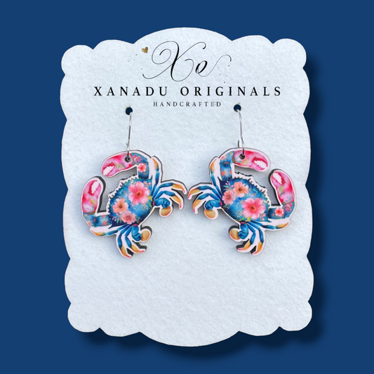 Floral Crab Dangle Earrings