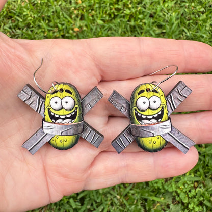 Duct Tape Pickle Earrings