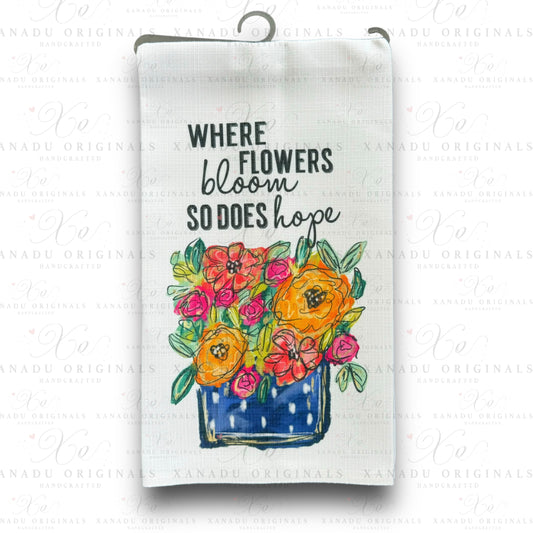 Linen Where Flowers Bloom Tea Towel