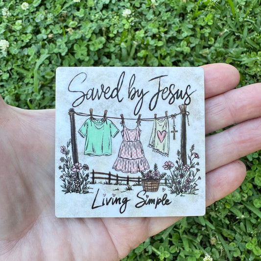 Saved By Jesus Living Simple Magnet