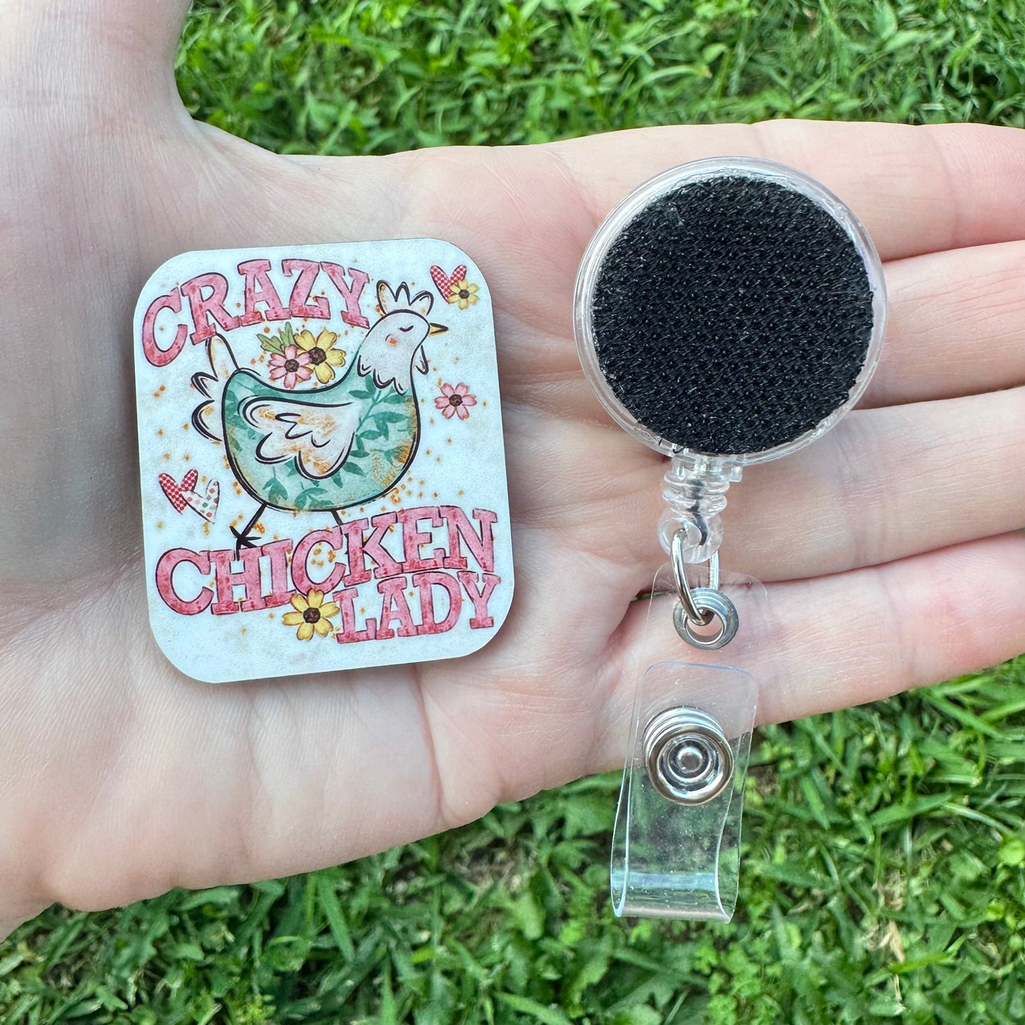 Crazy Chicken Lady Retractable Badge Reel