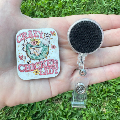 Crazy Chicken Lady Retractable Badge Reel