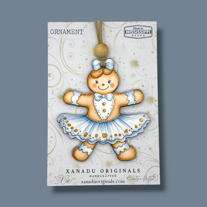 Whimsical Gingerbread Ballerina Christmas Ornament, Traditional Holiday Tree Decor, Retro Dance Keepsake