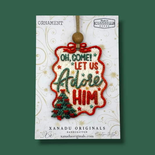 Oh Come Let Us Adore Him Christmas Ornament, Traditional Holiday Tree Decor, Religious Faith Keepsake