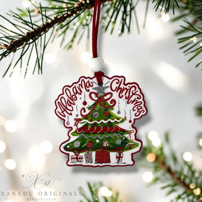 Alabama Elephant Christmas Tree Wood Ornament - Whimsical Southern Gameday Gift