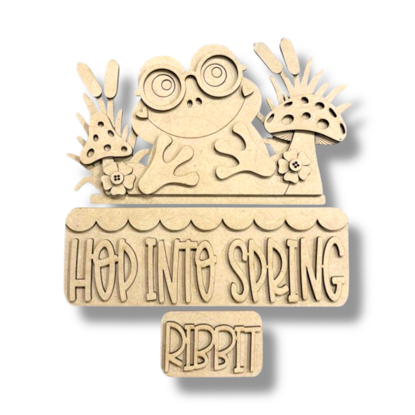 Frog Hop Into Spring Interchangeable Add-On Wood Sign | DIY KIT