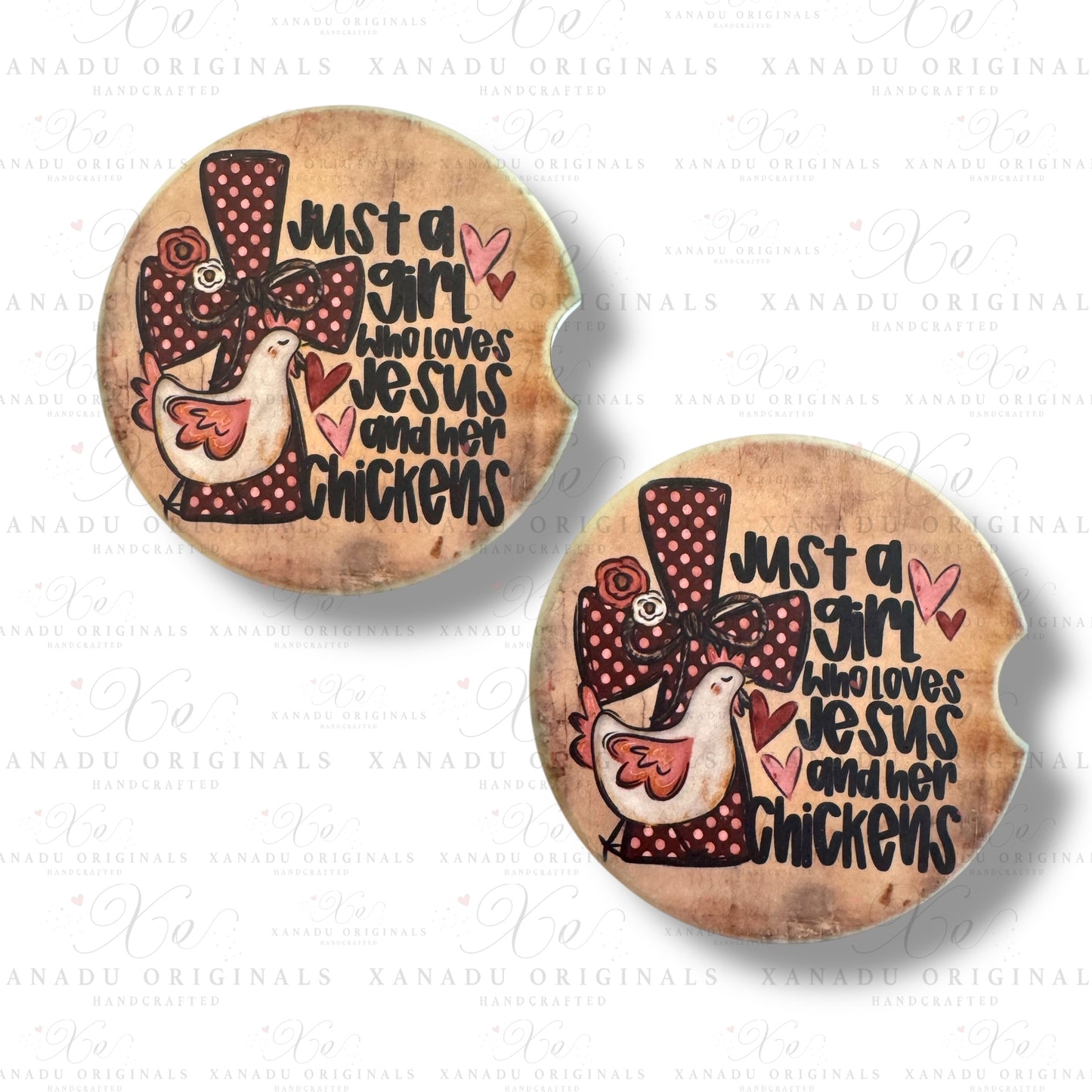 Jesus and Chickens Ceramic Car Coasters