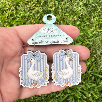 Framed Walking Goose Earrings
