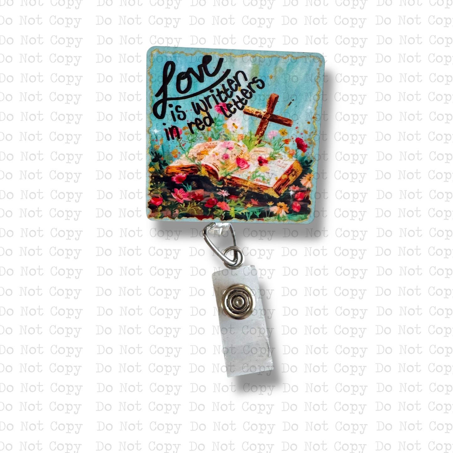 Red Letters Interchangeable Badge Button with Reel Option