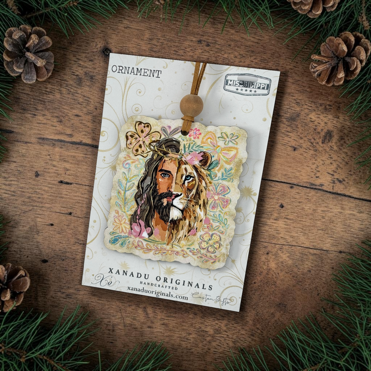 Lion And The Lamb Jesus Wood Ornament - Retro Religious Christian Gift