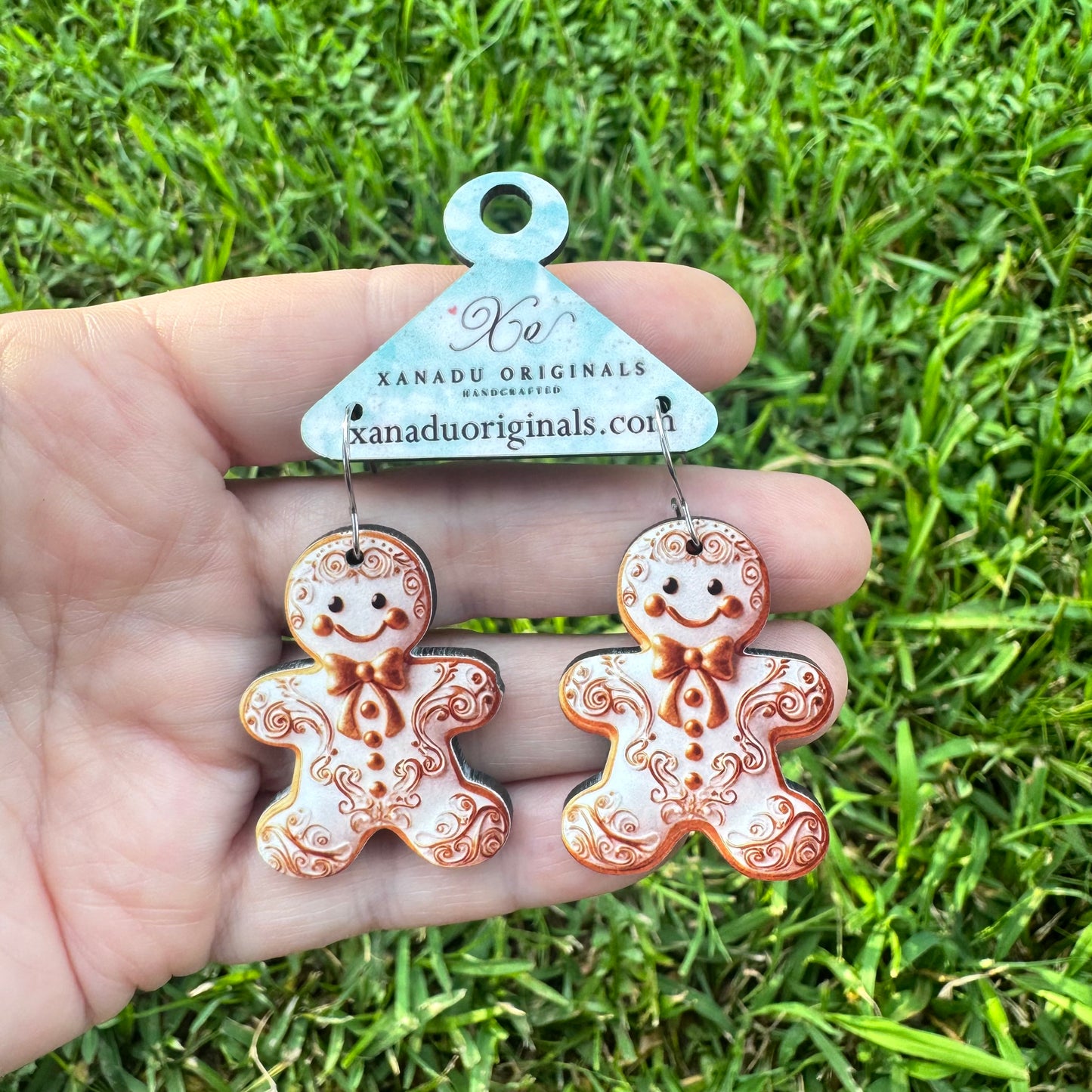 Gold and White Gingerbread Earrings