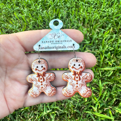 Gold and White Gingerbread Earrings
