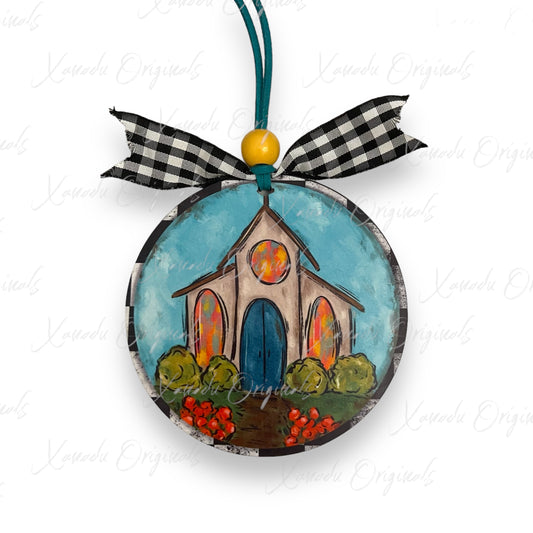Watercolor Church Ornament