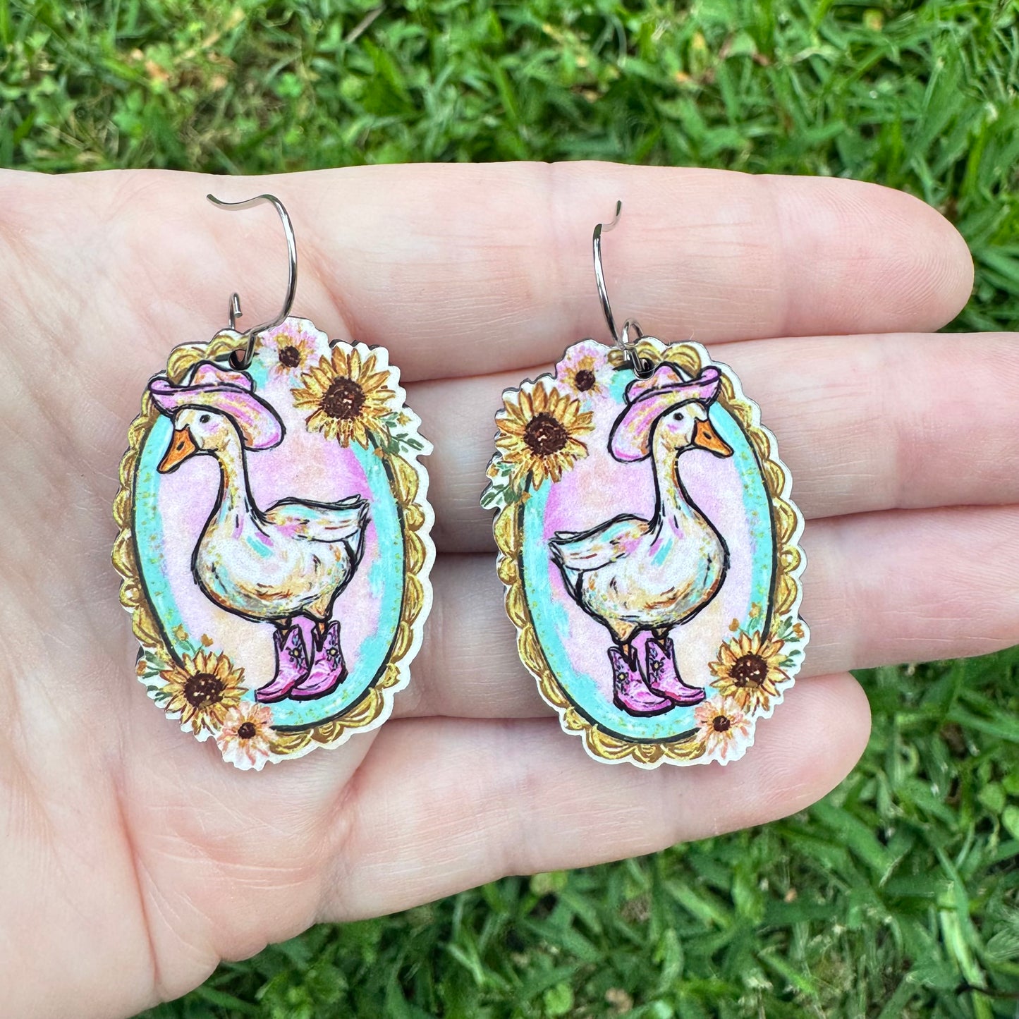 Cowgirl Goose Dangle Earrings