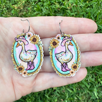 Cowgirl Goose Dangle Earrings