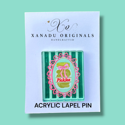Retro Striped Pickle Lapel Pin