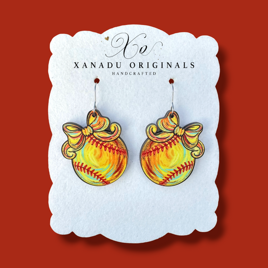 Softball Coquette Bow Earring