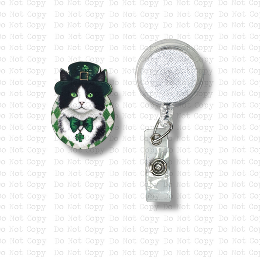 Lucky Black Cat Interchangeable Badge Button with Reel Option