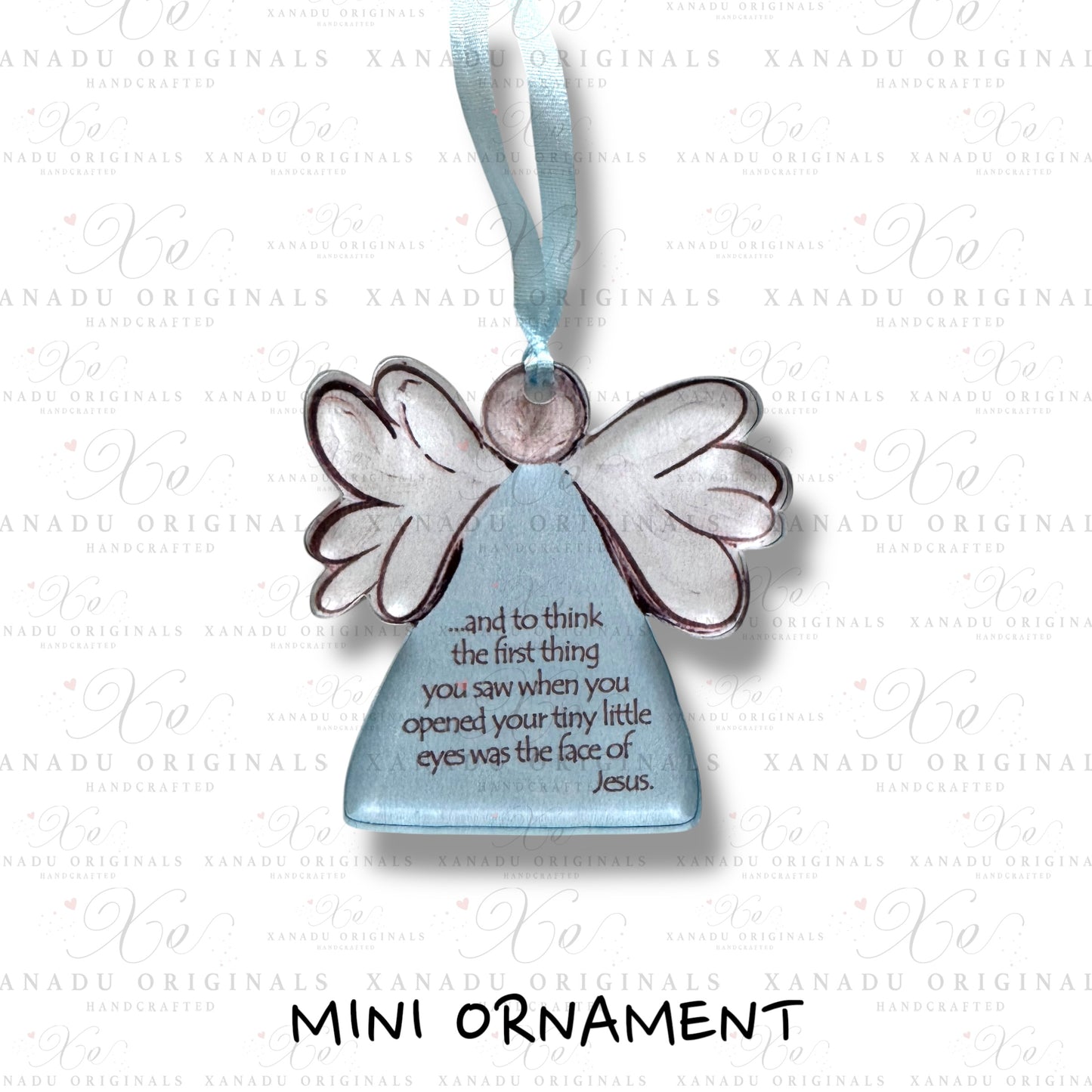 The Face Of Jesus Blue Miscarriage Mini Ornament