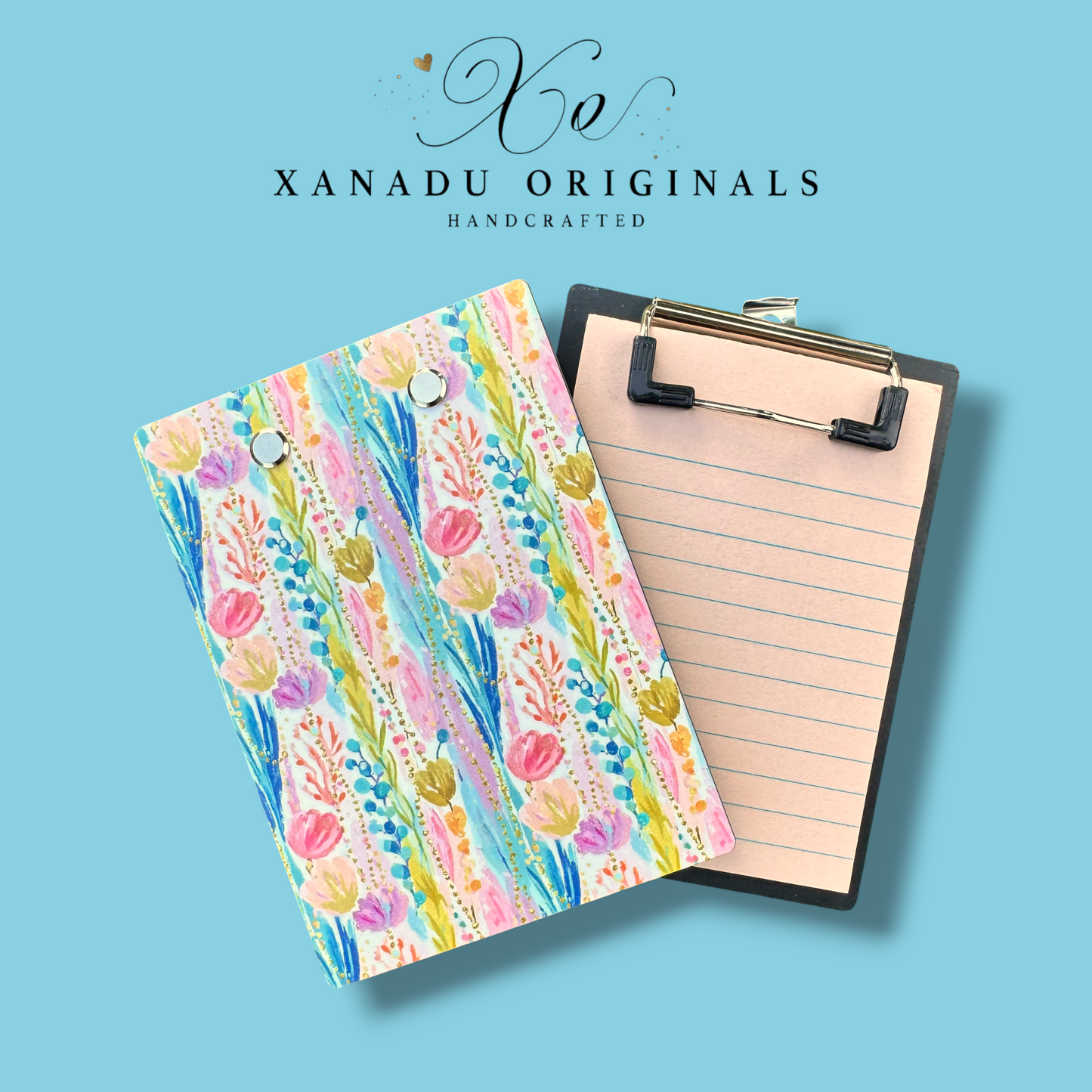 Vibrant Abstract Sea Life Floral Mini Clipboard Notepad Holder