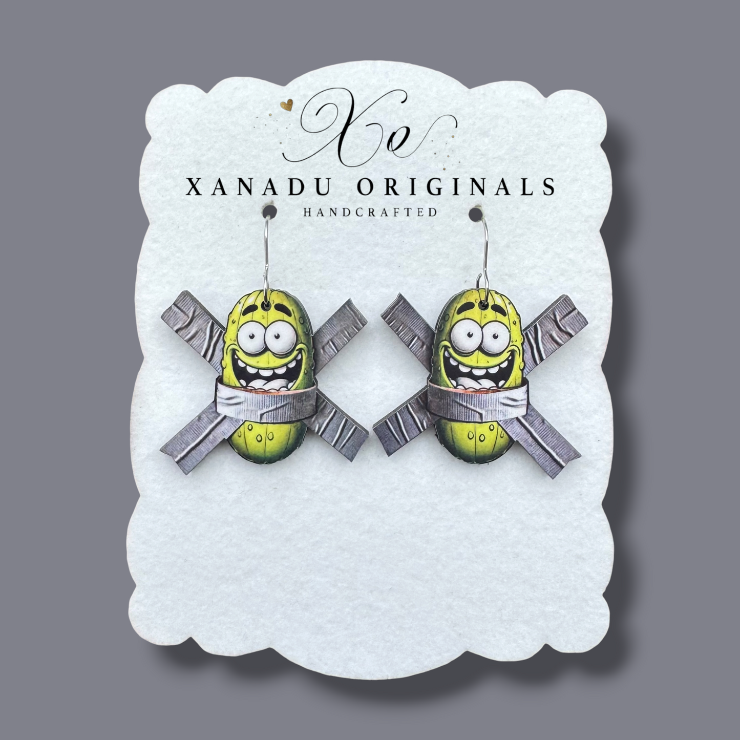 Duct Tape Pickle Earrings