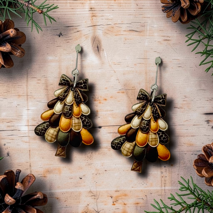 Leopard Patchwork Christmas Tree Earrings