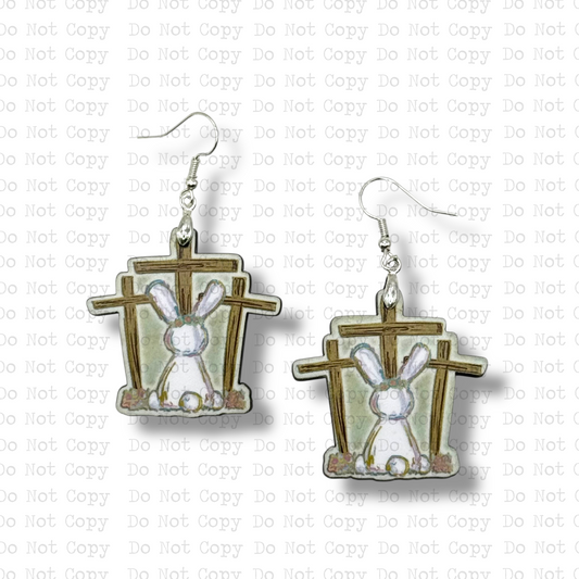 Bunny At Cross Earrings