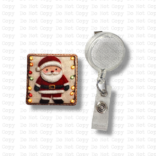 Santa Tapestry Interchangeable Badge Button with Reel Option