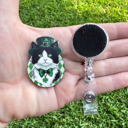 Lucky Black Cat Interchangeable Badge Button with Reel Option