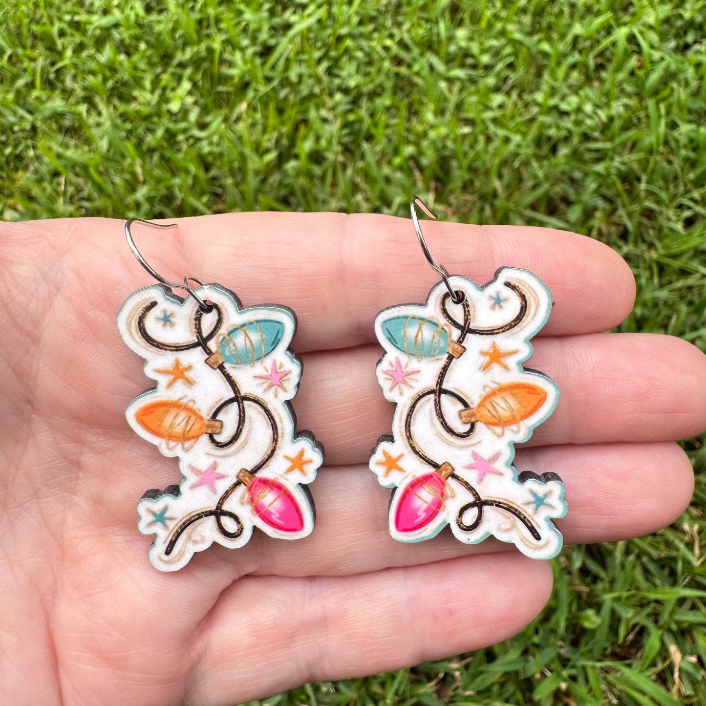 Glitter Christmas Lights Earrings