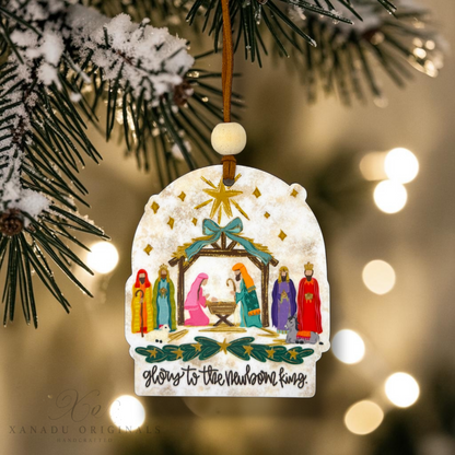 Glory To The Newborn King Nativity Ornament | Religious Three Wise Men Keepsake