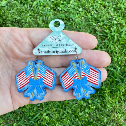 Petite Patriotic Bow Earrings