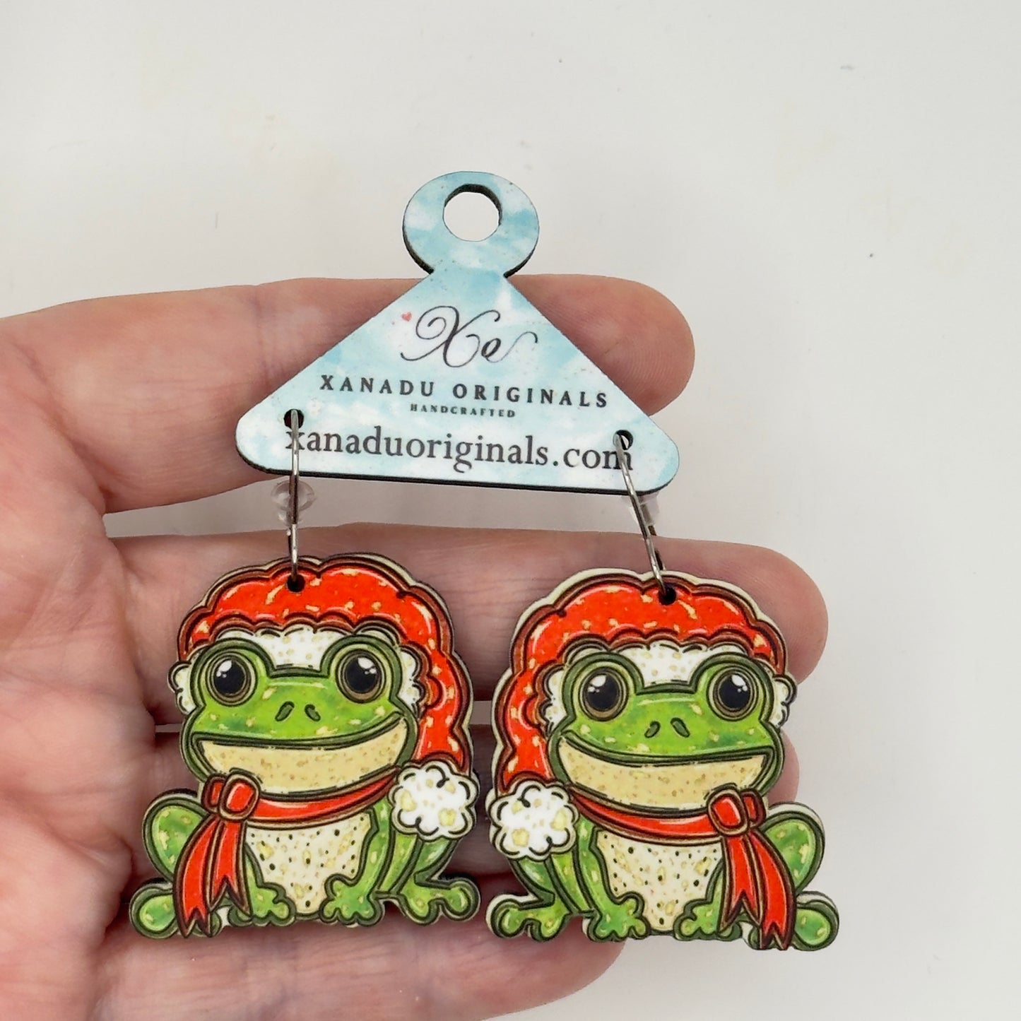 Christmas Frog Dangle Earrings