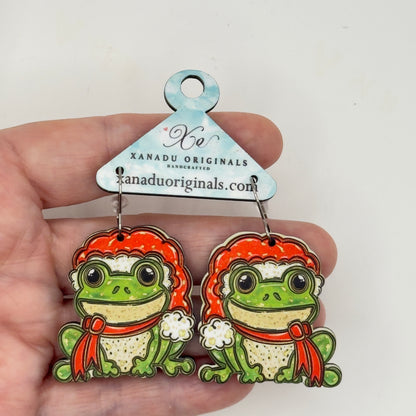 Christmas Frog Dangle Earrings