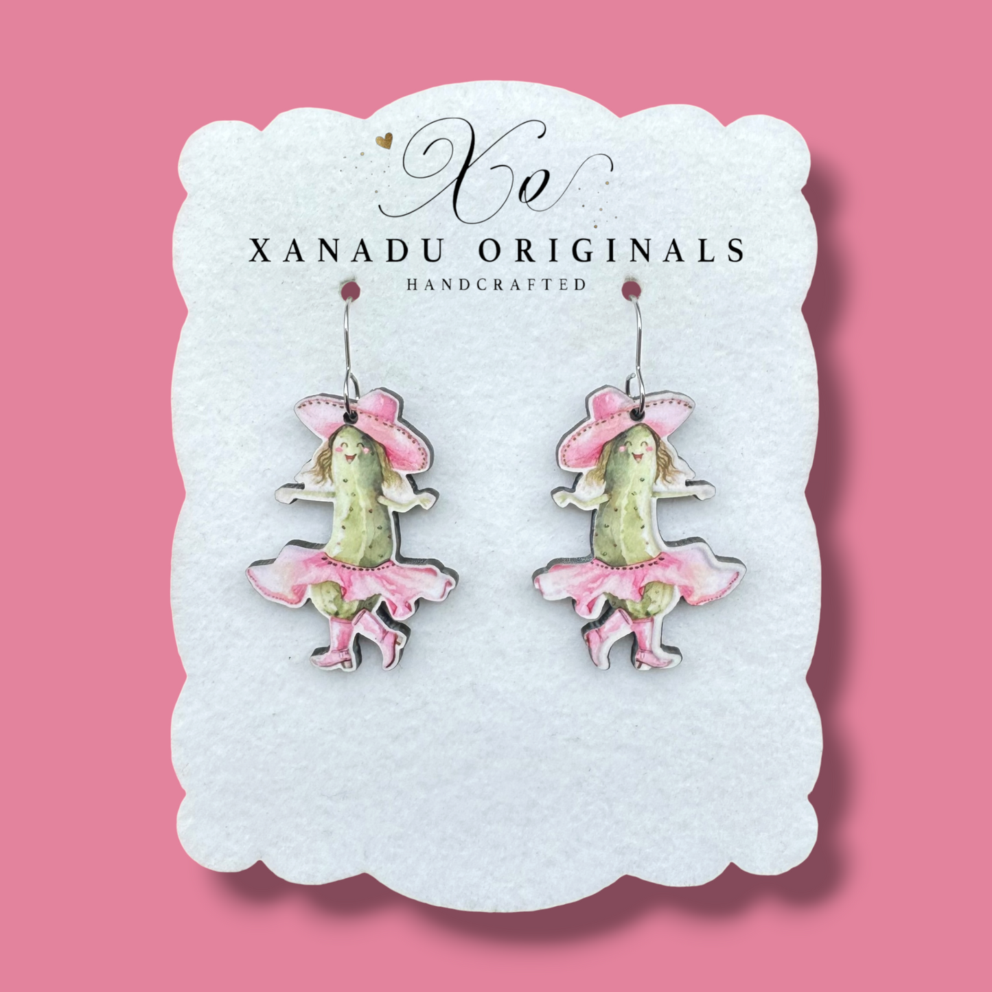 Dancing Cowgirl Pickle Earrings